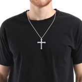 14K White Gold Diamond Round Cut Classic Cross Pendant (2 ct)